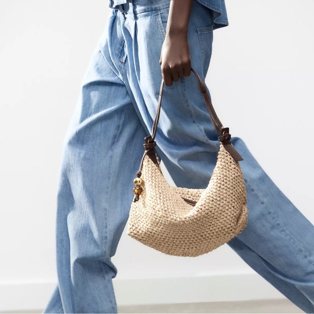 Zara woven tote bag with charm